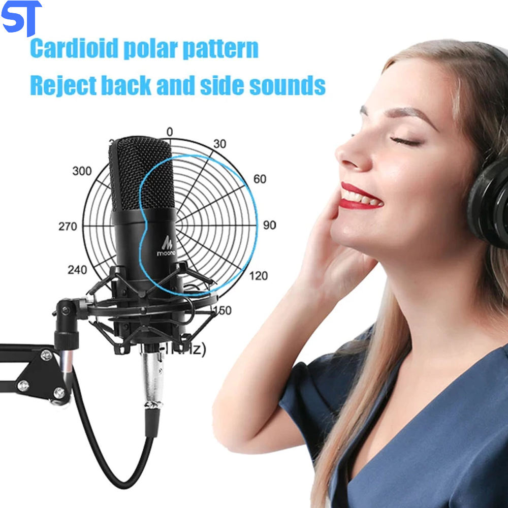 Microfone Condensador Maono 3.5mm Profissional, Para Estúdio, Podcasts, Transmissões E Gravações Para Youtube - AU-A03